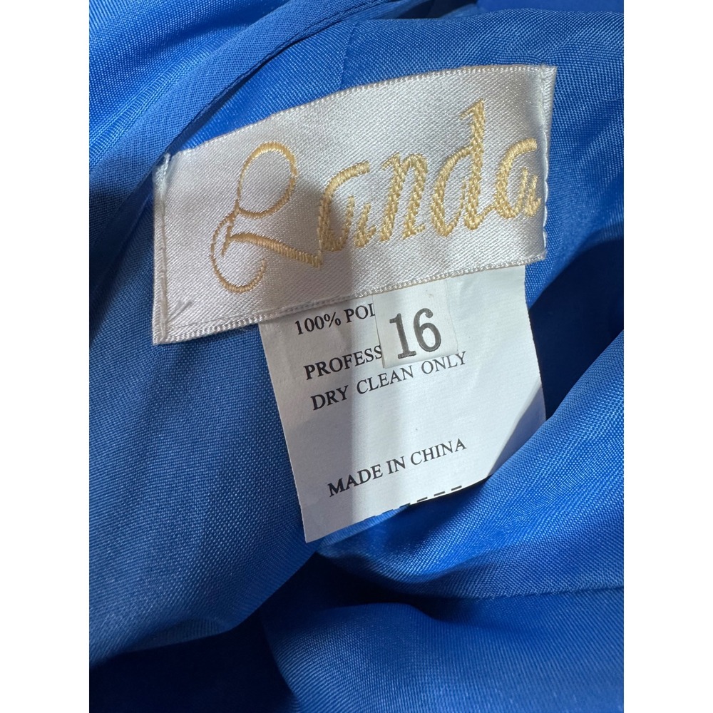 Linda Royal Blue Chiffon Maxi Gown Open Back Bow Detail Prom‎ Formal Women's 16 - Picture 4 of 13